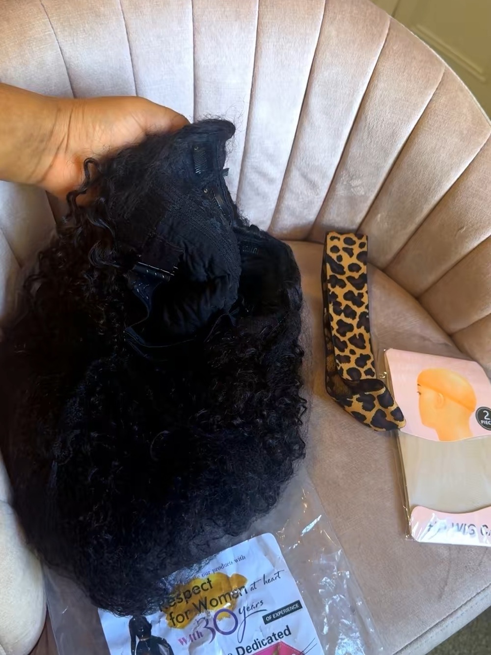 Black Curly Clip-In Hairpiece Wig - Unbranded